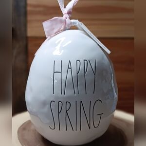 Rae Dunn HAPPY SPRING large ceramic Easter Egg decor